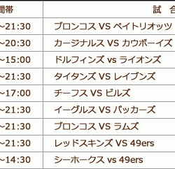 11月のNFL放映スケジュールが決定！